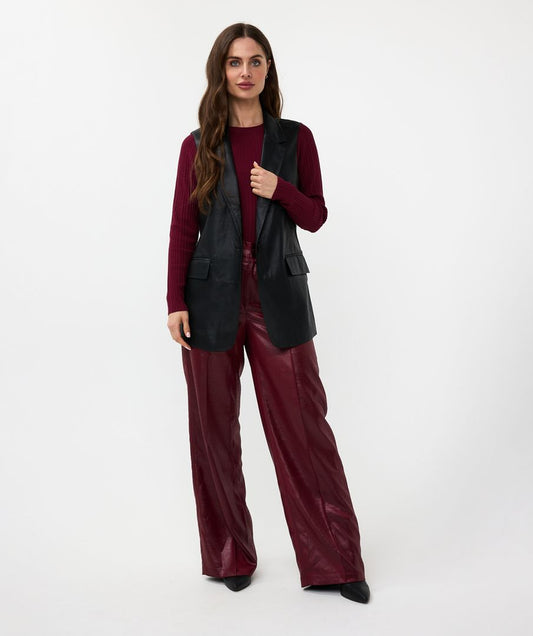 Esq 11502 Long Vegan Leather Gilet