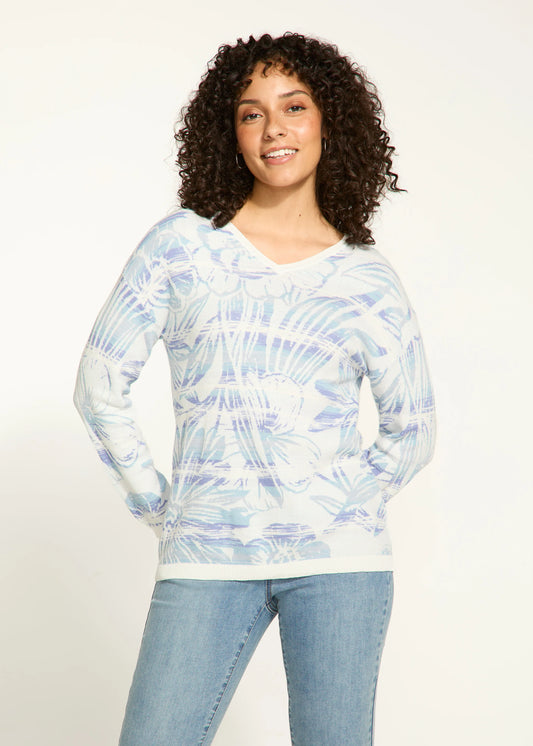 FDJ 1623764 Jaquard V-Neck Sweater