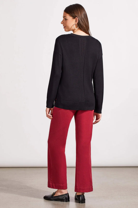 Tri 1924O V-Neck Sweater With Cable Knit Details