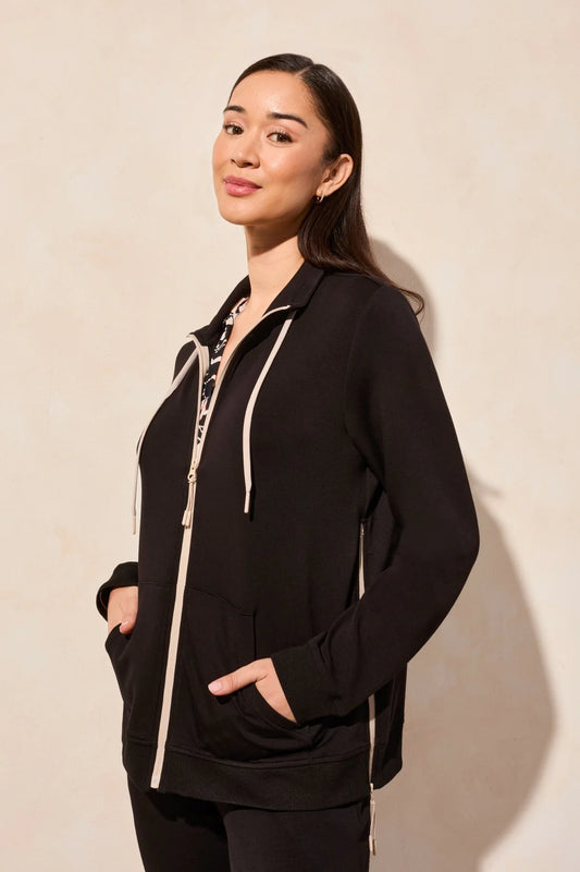 Tri 2064o Techno Lux Textured Mock Neck Cardigan