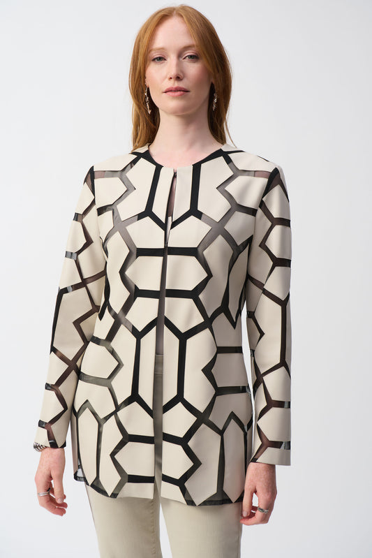 J.R 241905S25 Laser-Cut Leatherette on Mesh Jacket