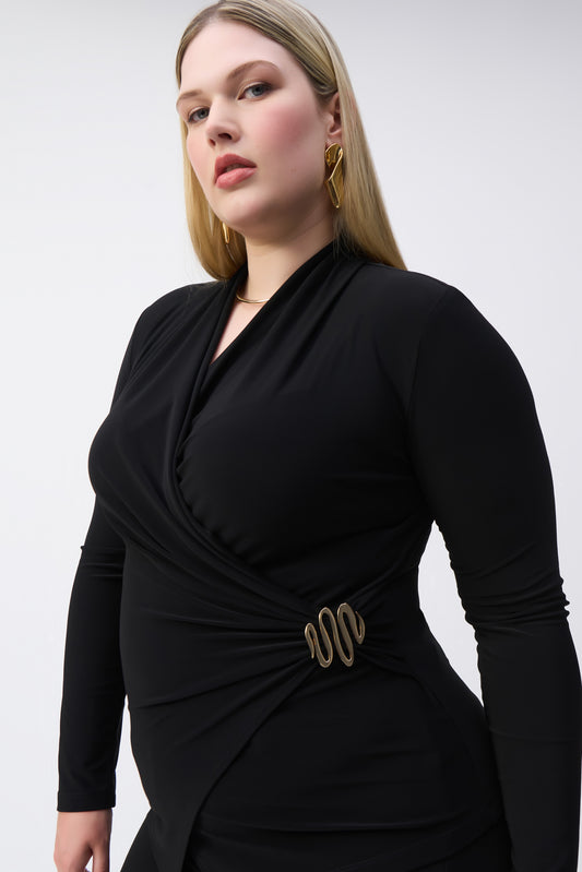 J.R 243152 Silky Fitted Wrap Top