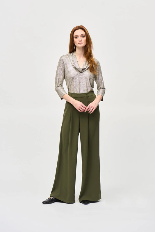 J.R 243167 Foiled Knit Cowl Collar Top