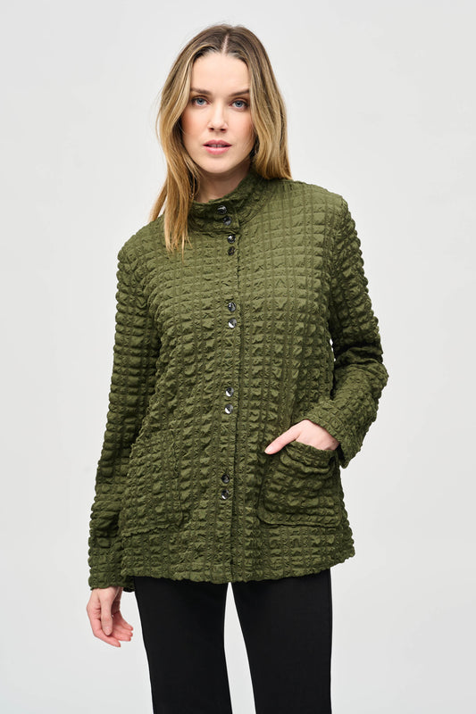 J.R 243199 Bubble Jacquard Mock Collar Jacket