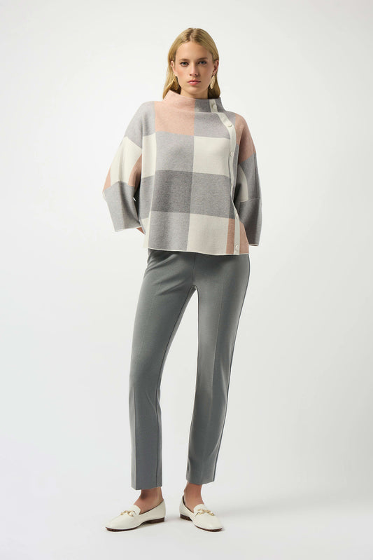 J.R 243948F25 Plaid Jacquard Sweater Knit Top