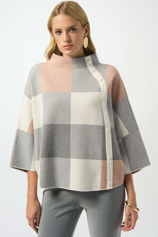 J.R 243948F25 Plaid Jacquard Sweater Knit Top