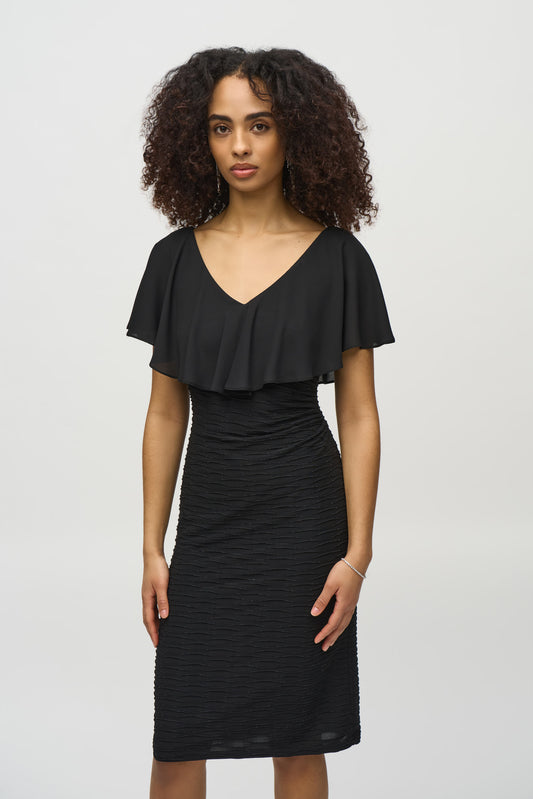 J.R  244043 Lurex Cascade And Chiffon Sheath Dress