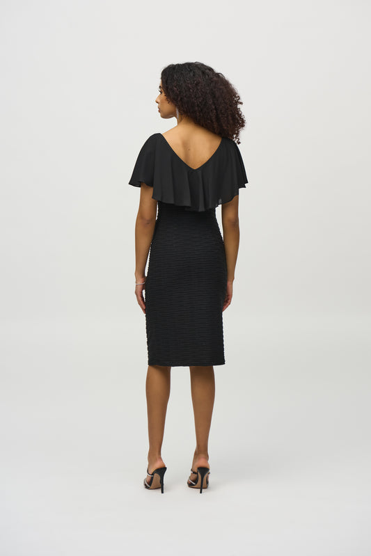 J.R  244043 Lurex Cascade And Chiffon Sheath Dress