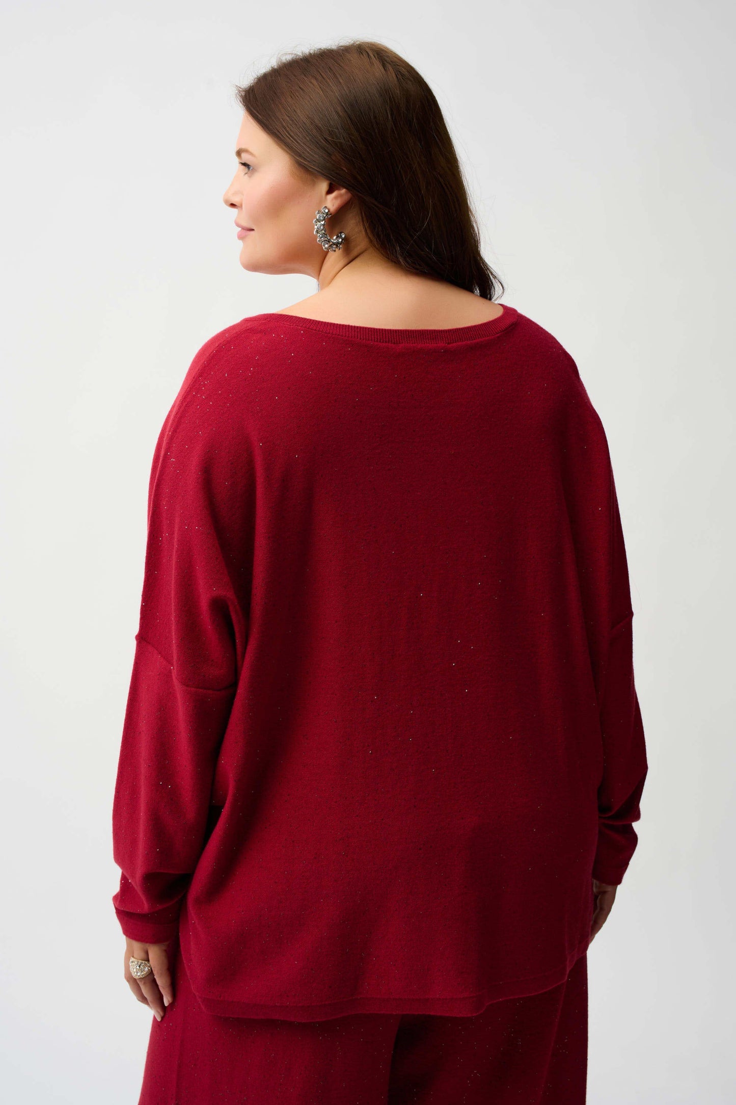 J.R 244921F25 Sequined Sweater Knit Boxy Top