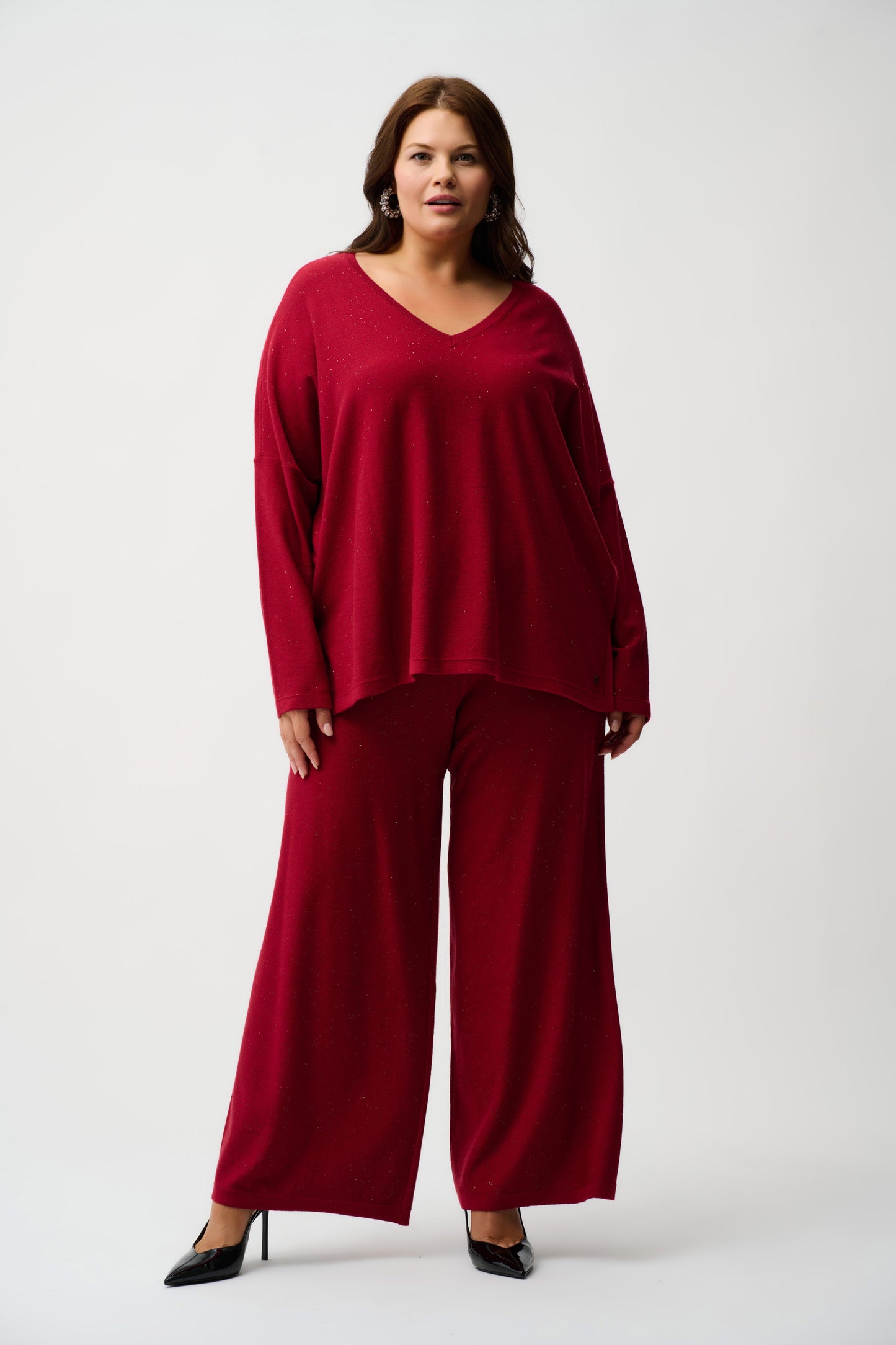 J.R 244922F25 Sequined Sweater Knit Culotte Pants