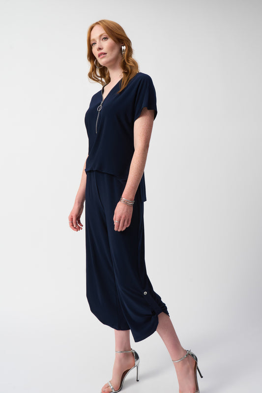 J.R 251044 Silky Knit Culotte Jumpsuit