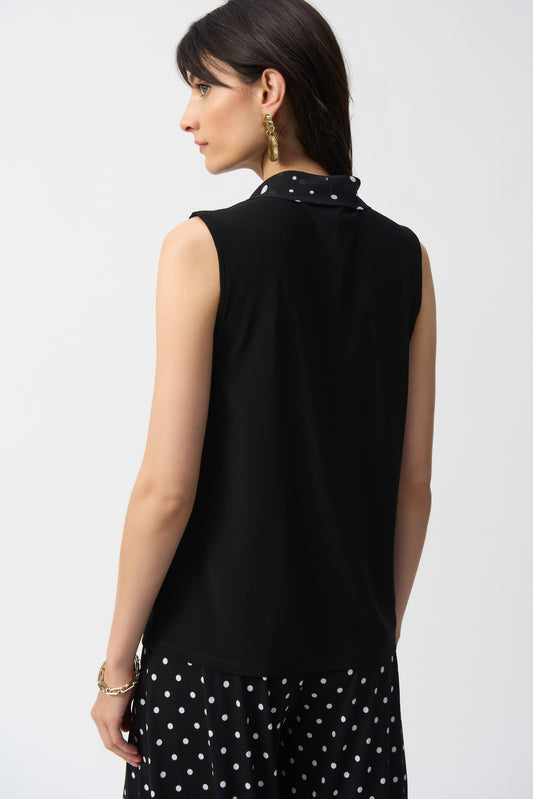 J.R 251078 Silky Knit Top WIth Dot Tie