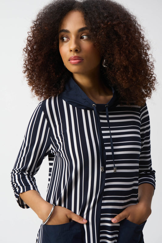 J.R 251126 Silky Knit Stripe Print Boxy Tunic