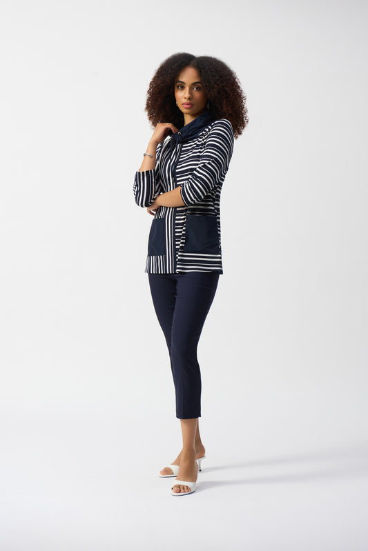 J.R 251126 Silky Knit Stripe Print Boxy Tunic