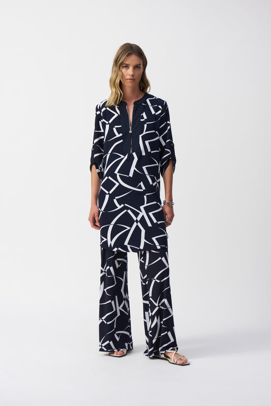 J.R 251143 Woven Geometric Print Straight Dress