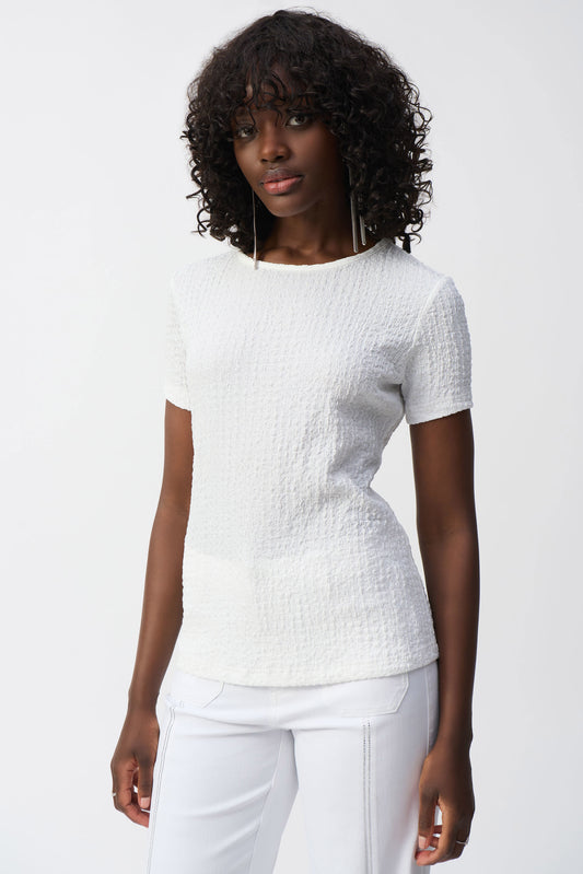 J.R 251167 Puckered Knit Fitted Top