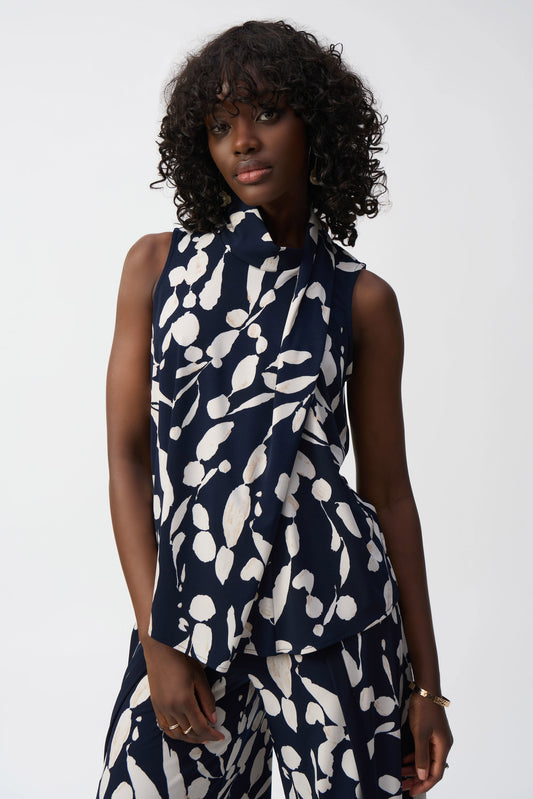 J.R 251251 Silky Knit Abstract Print Sleeveless Top