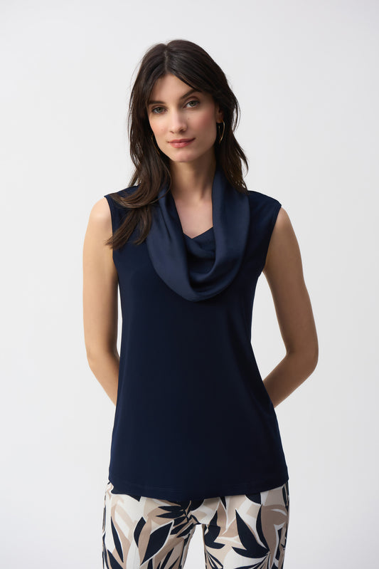 J.R 251276 Silky Knit and Satin Sleeveless Top