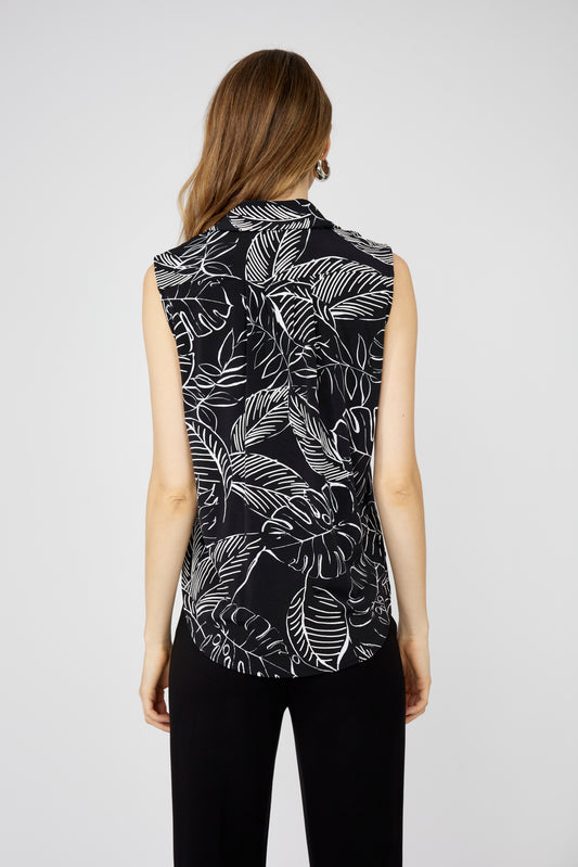 F.L 251354 Sleeveless Leafy Summer Top