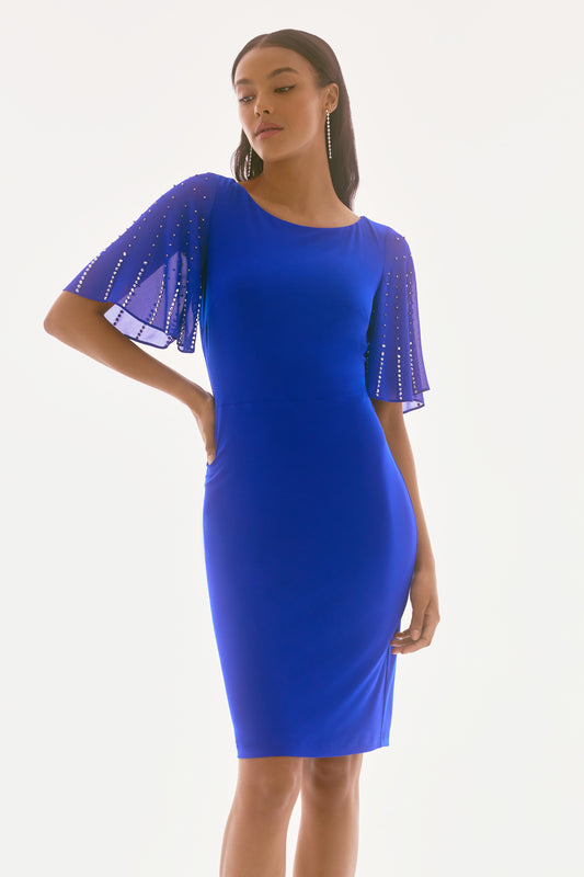 J.R 251721 Silky Knit and Chiffon Sheath Dress