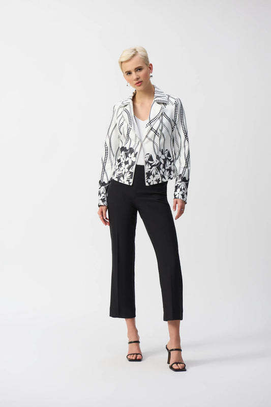 J.R 251910 Faux Suede Floral Print Jacket