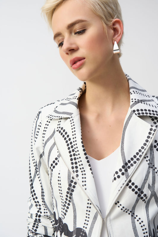 J.R 251910 Faux Suede Floral Print Jacket
