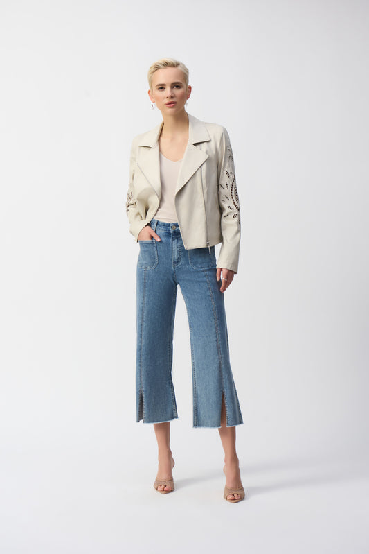 J.R 251936 Foiled Faux-Suede Moto Jacket