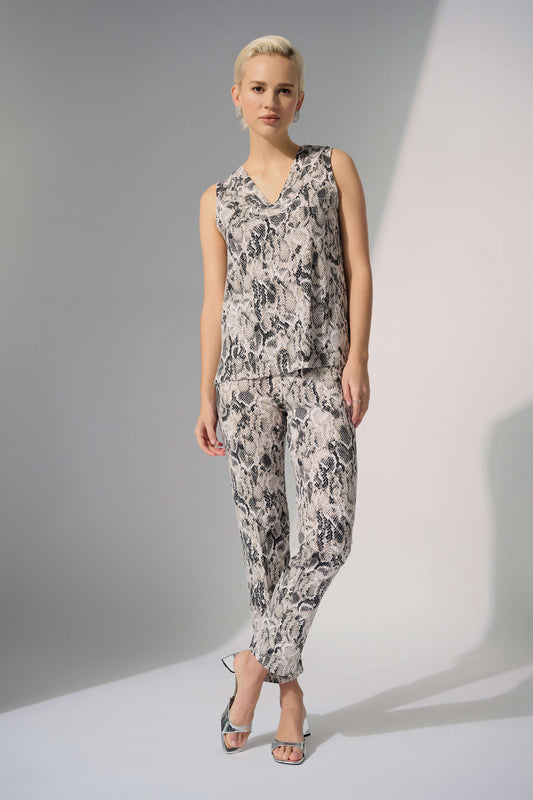 J.R 252243 Silky Knit Python Print Sleeveless Straight Top