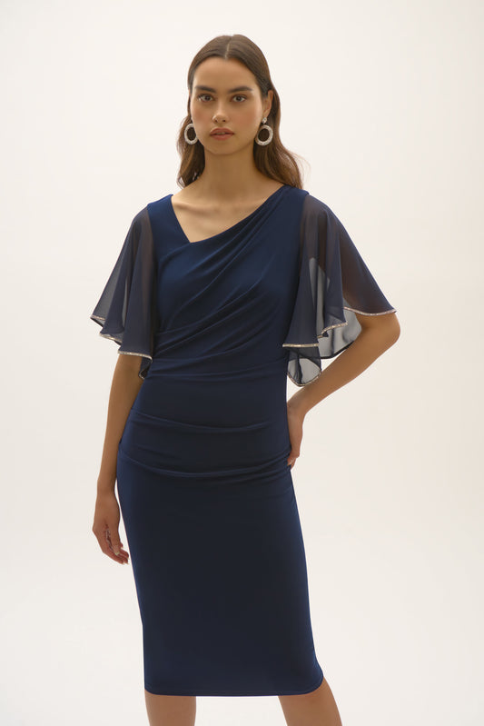 J.R 252719 Silky Knit And Chiffon Sheath Dress