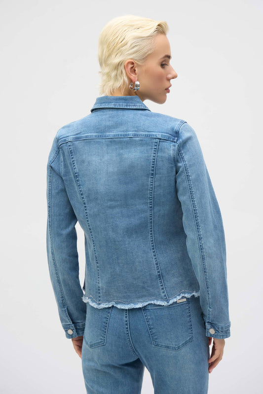 J.R 252911 Stretch Denim Jacket with Embroidery