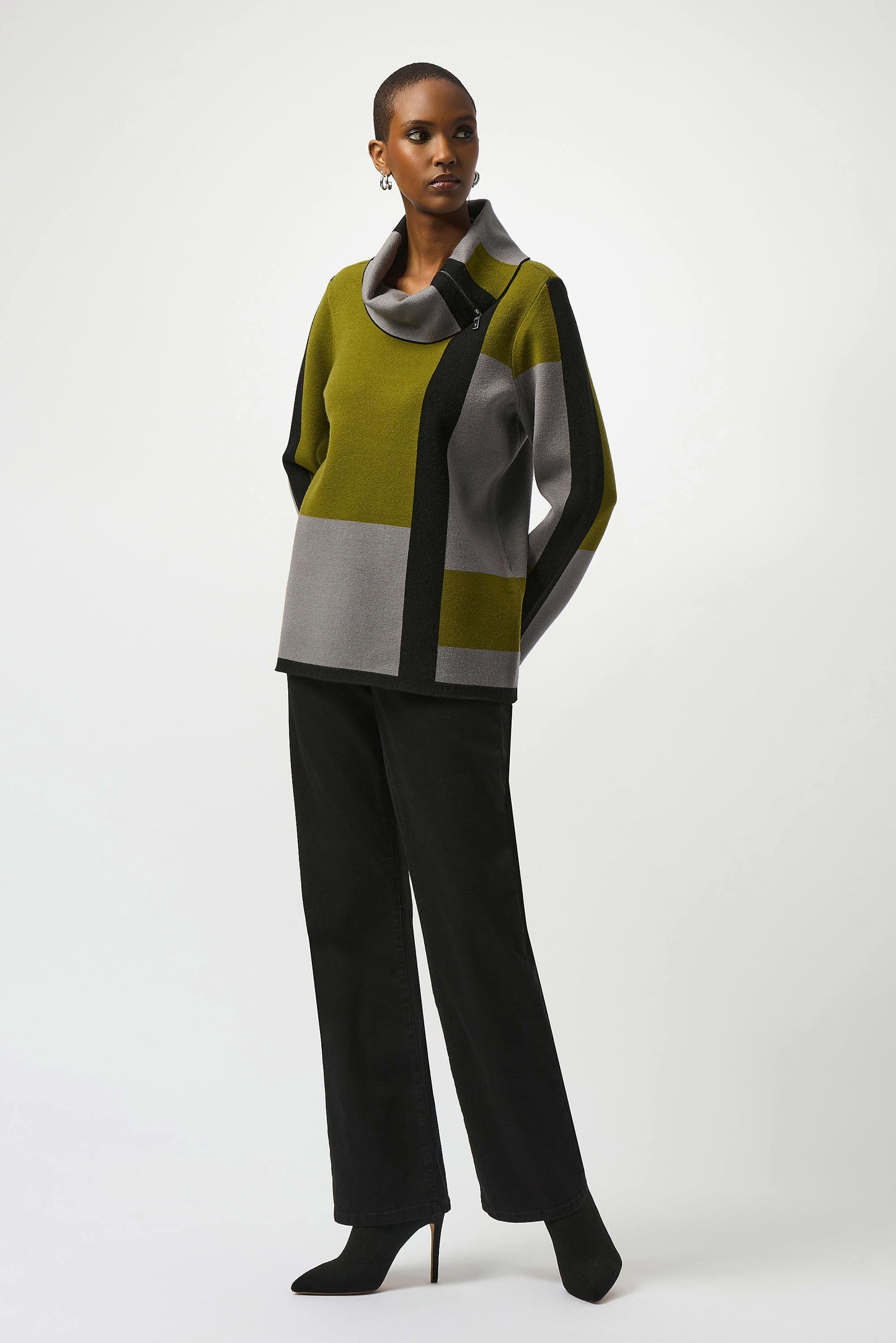 J.R 253911 Jacquard Sweater Colour Block Pullover
