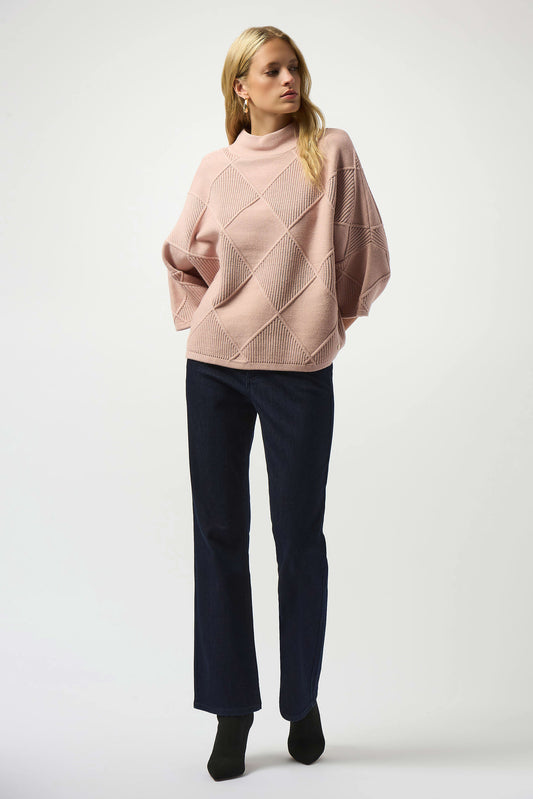 J.R 253943 Textured Sweater Knit Mock Neck Pullover