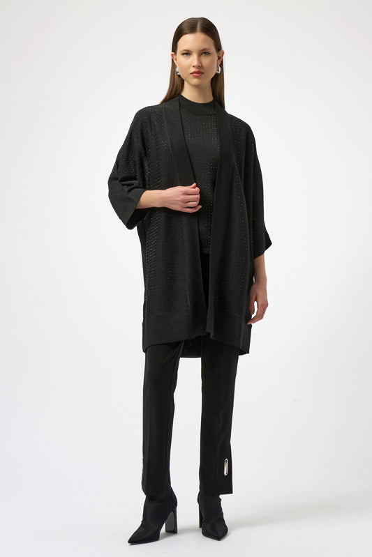J.R 254937 Sweater Knit Cover-Up with Iron-On Detail