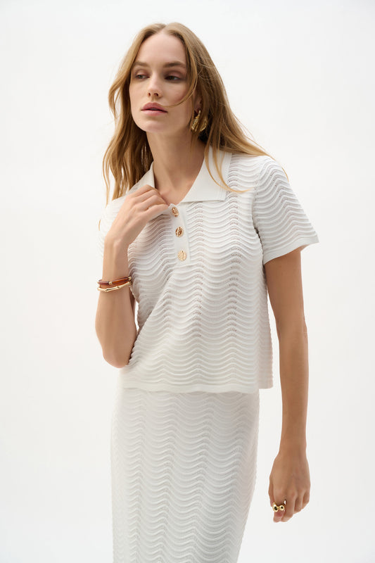 J.R 262926 Textured Viscose Sweater Knit Short Sleeve Shirt