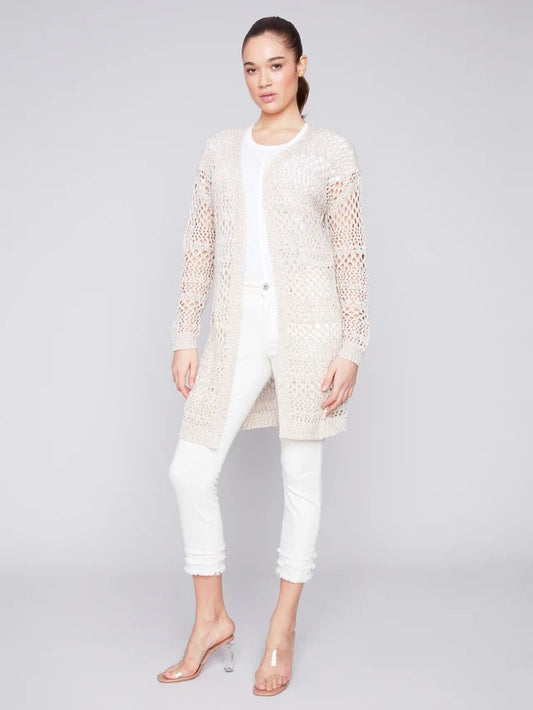 C.B 2642 Long Crochet Cardigan