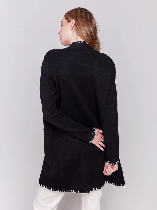 C.B 2730 Blanket Stitch Long Cardigan