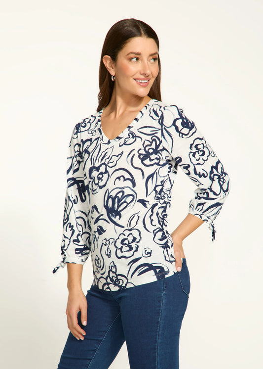 FDJ 3136476 3/4 Sleeve V-Neck Top