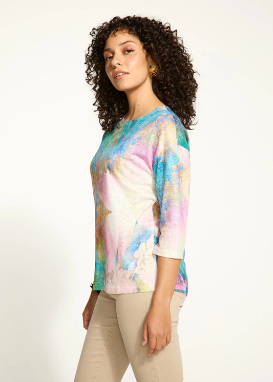 FDJ 3439451 3/4 Sleeve Drop Shoulder Boat-Neck Top