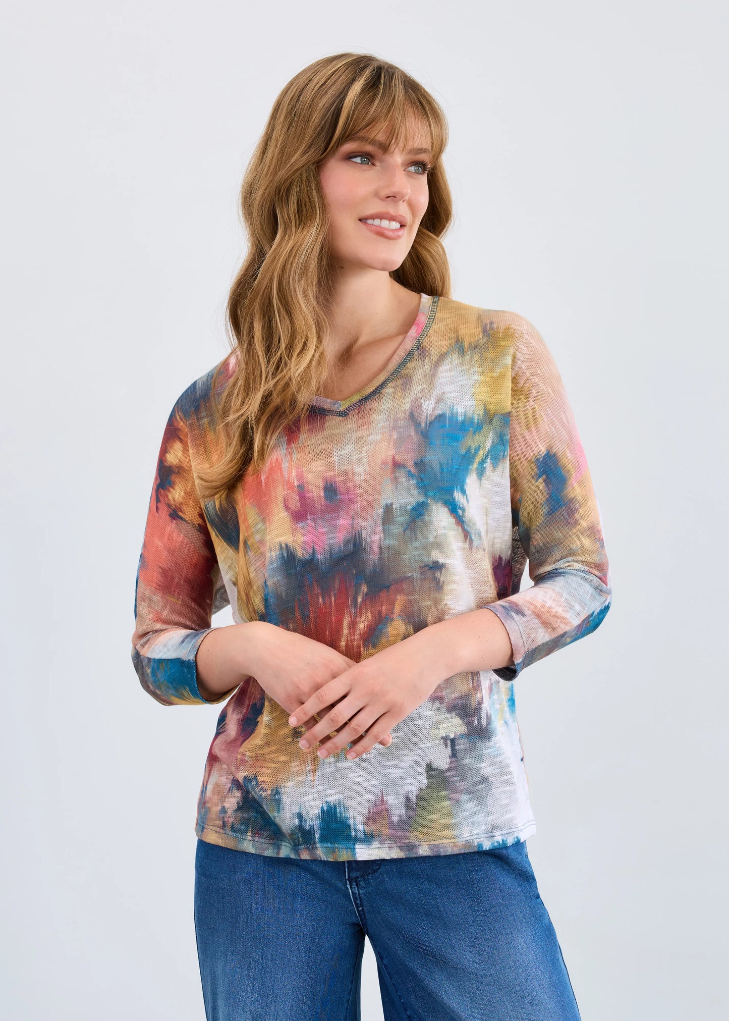 FDJ 3705955 Dolman V-Neck 3/4 Sleeve Top