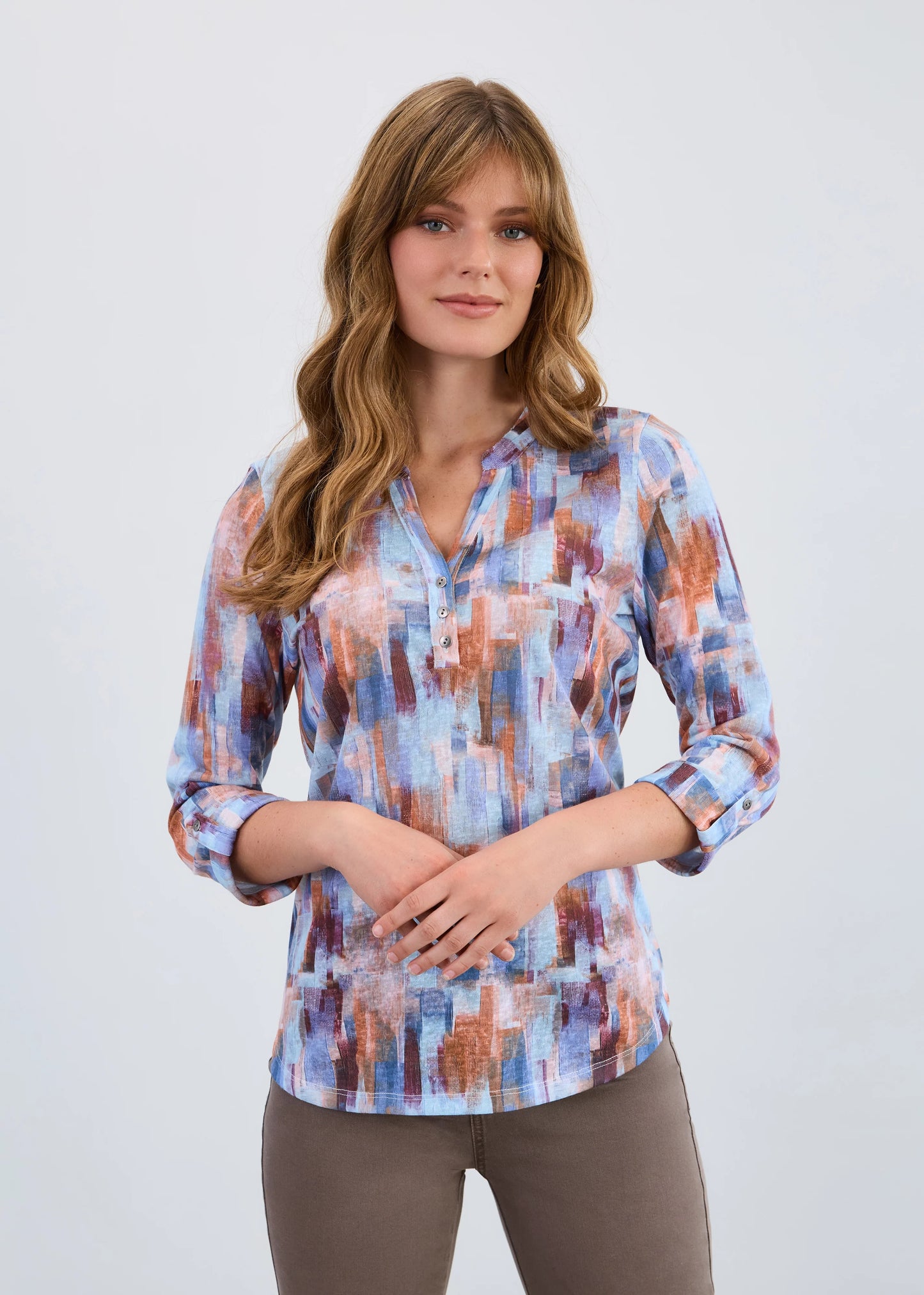 FDJ 3771451 3/4 Sleeve Henley Top