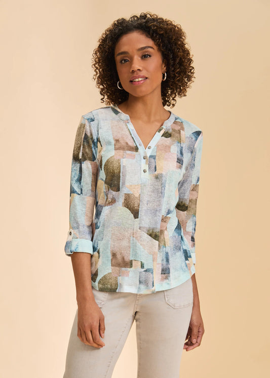 FDJ 3902350 3/4 Sleeve Henley Top