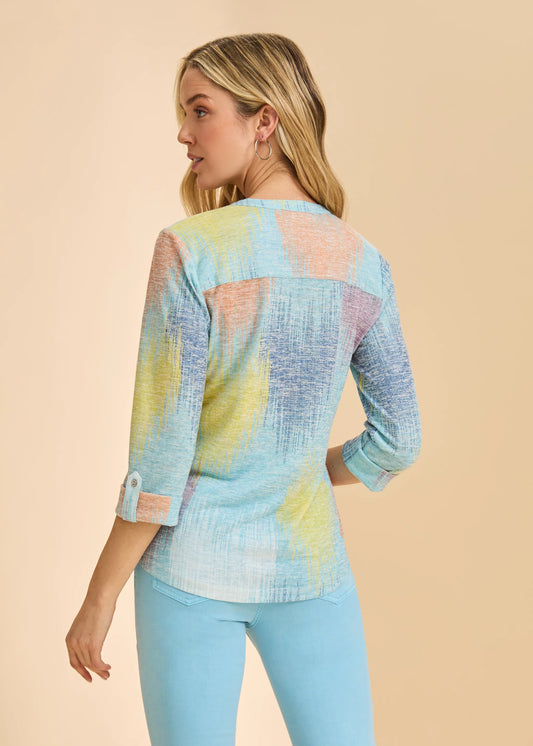 FDJ 3680435 3/4 Sleeve Henley Top