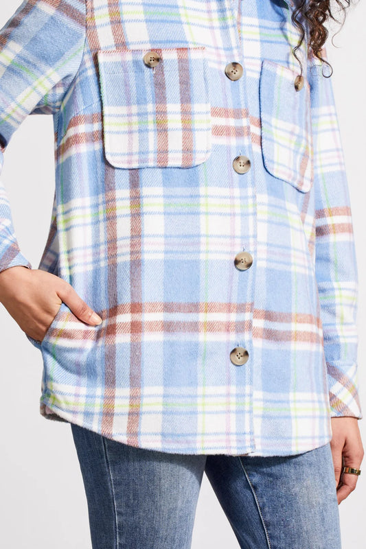 Tri 5601O Plaid Shacket with Chest Pocket