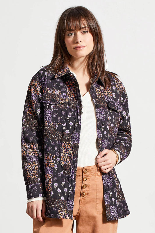 Tri 5611O Quilted Shacket with Shirttail Hem