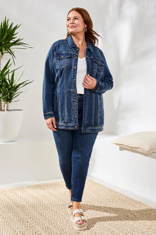 Tri 6042V Comfort Stretch Denim Jacket with Snaps