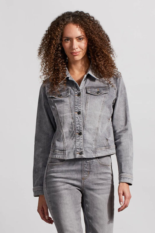 Tri 7814O Horn Button Stretch Denim Jacket