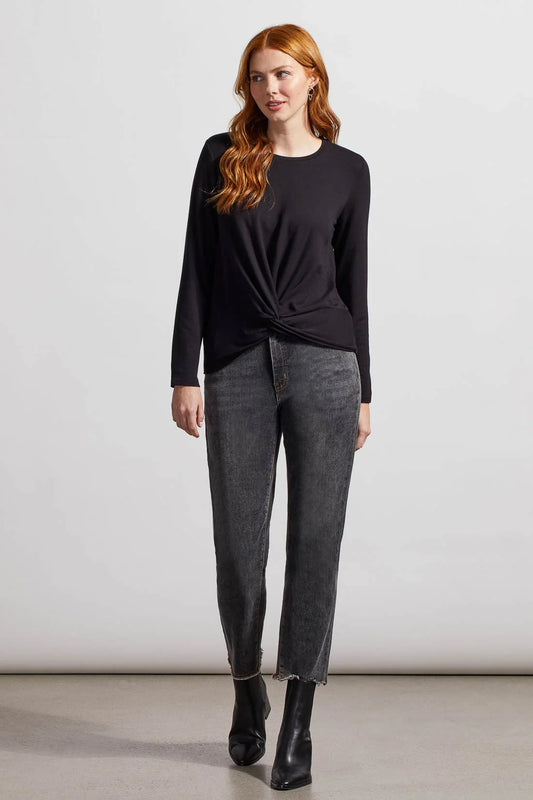 Tri 7947O French Terry Knot-Front Top