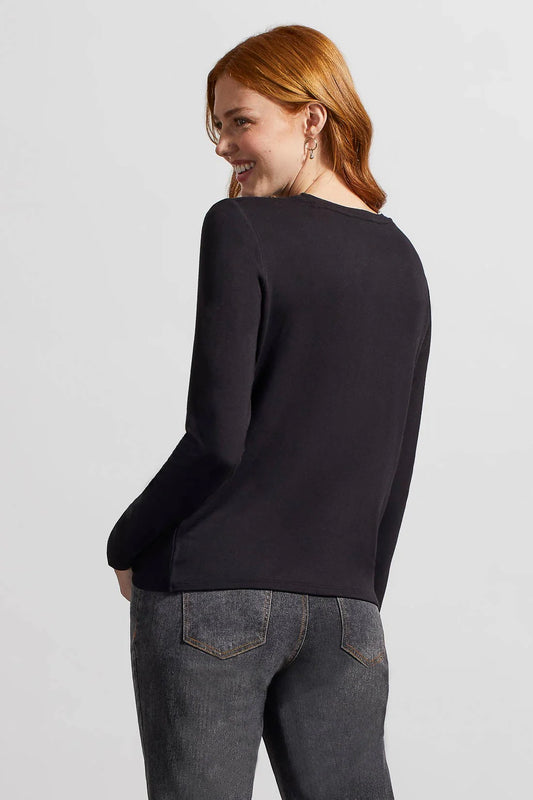 Tri 7947O French Terry Knot-Front Top