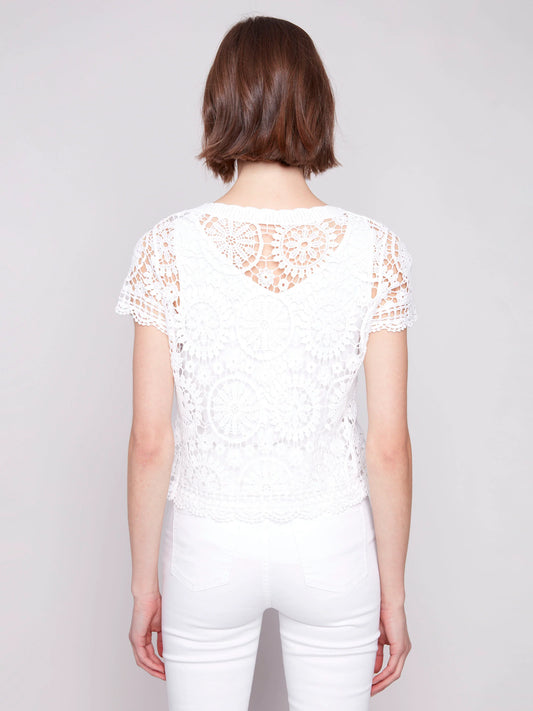 C.B C4584 Short Sleeve Crochet Bolero Cardigan