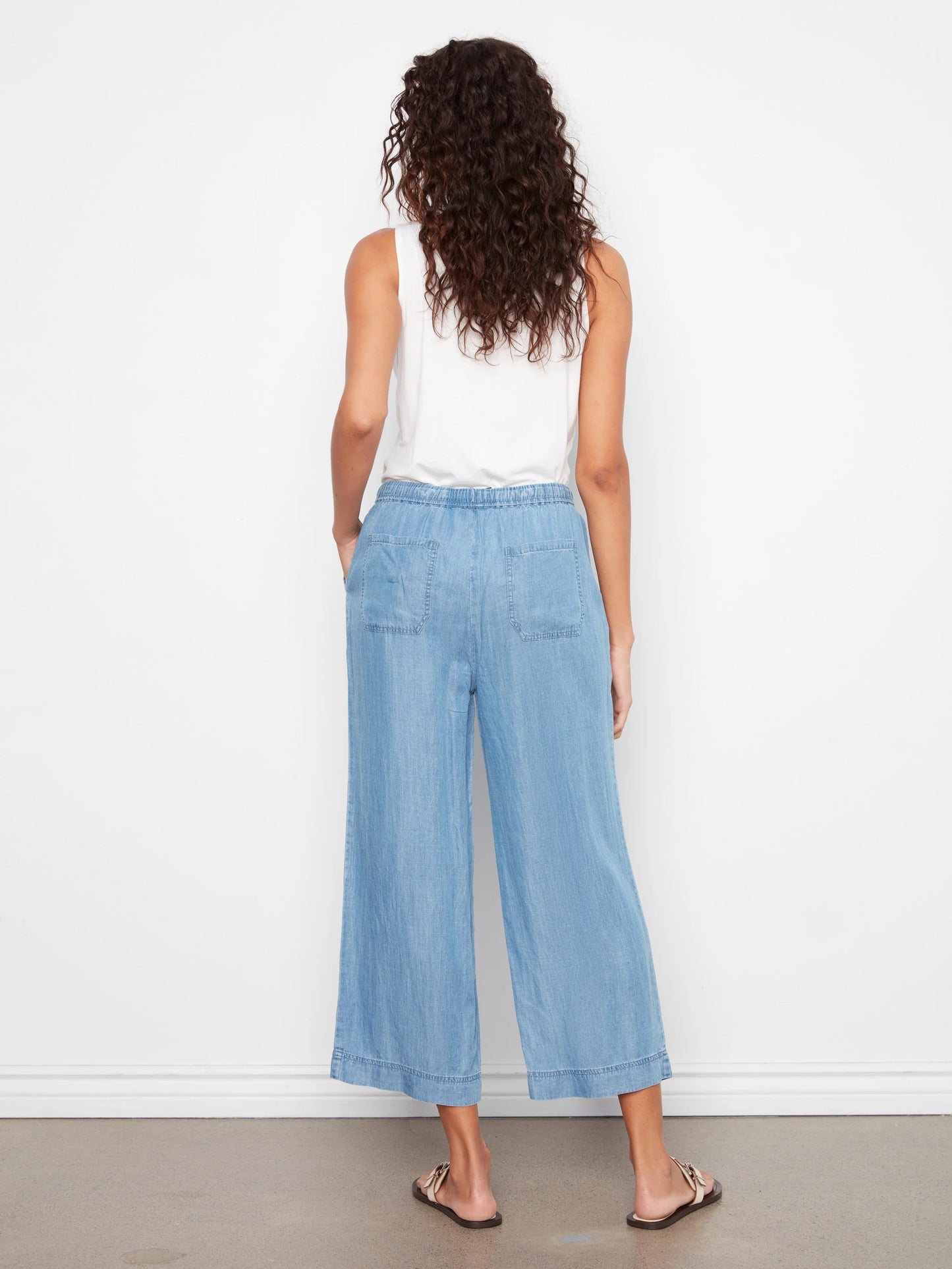 C.B C5768 Tencel Wide Leg Jogger Pants
